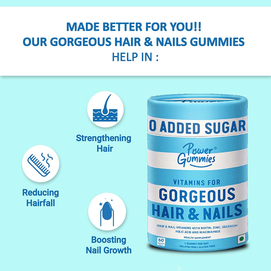 Power Gummies Hair & Nail Vitamins with Biotin Now with 0 Added  Sugar & New Heart Shape