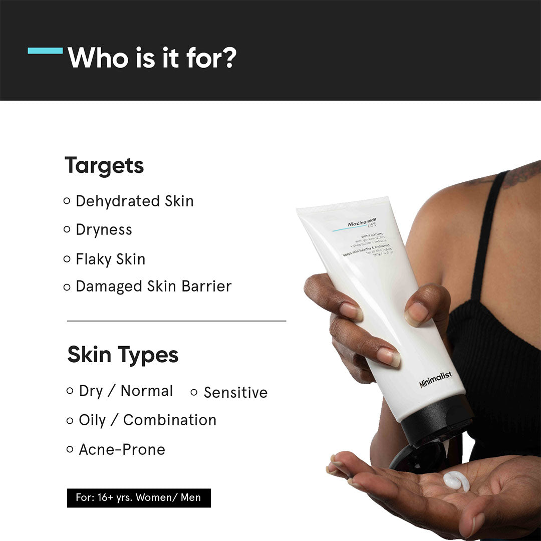 Vanity Wagon | Buy Minimalist 5% Niacinamide Body Lotion With Glycerin, Shea Butter & Betaine