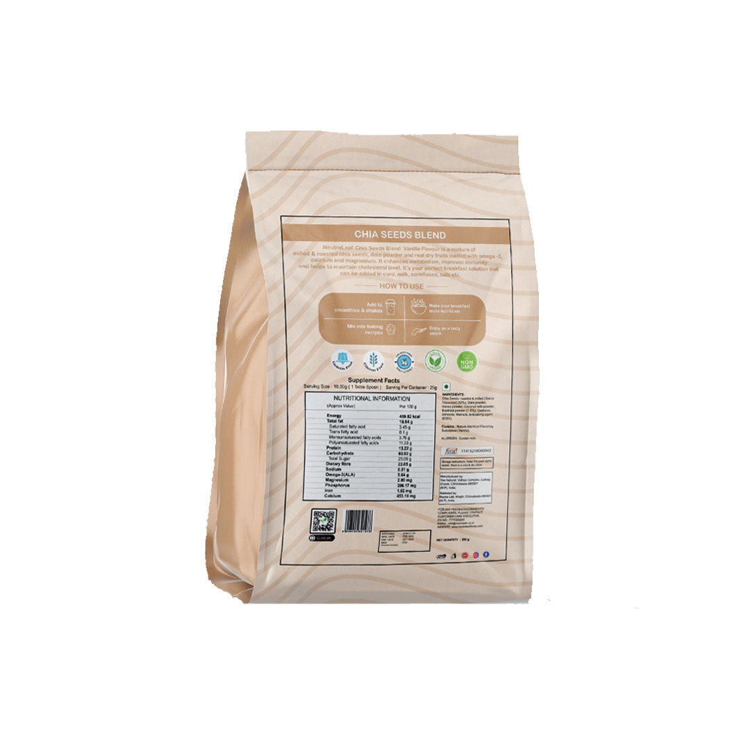 Vanity Wagon | Buy NeutraLeaf Chia Seeds with Omega 3, Calcium & Magnesium, Vanilla Flavour