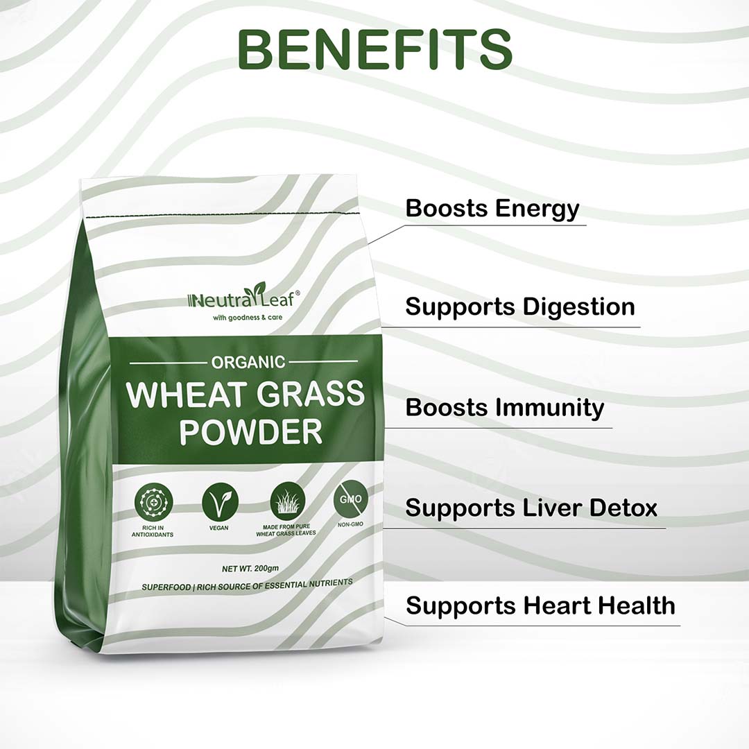 Vanity Wagon | Buy NeutraLeaf Organic Wheat Grass Powder for Healthy Metabolism, Energy, Detox, Immunity Booster & Skin Health